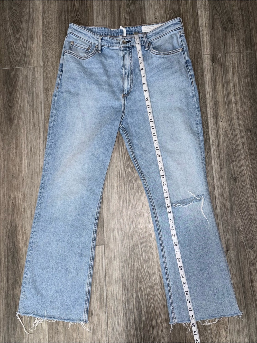 Ripped Flare Jeans Rag & Bone Size 32 Casey High-Rise Ankle Flare
